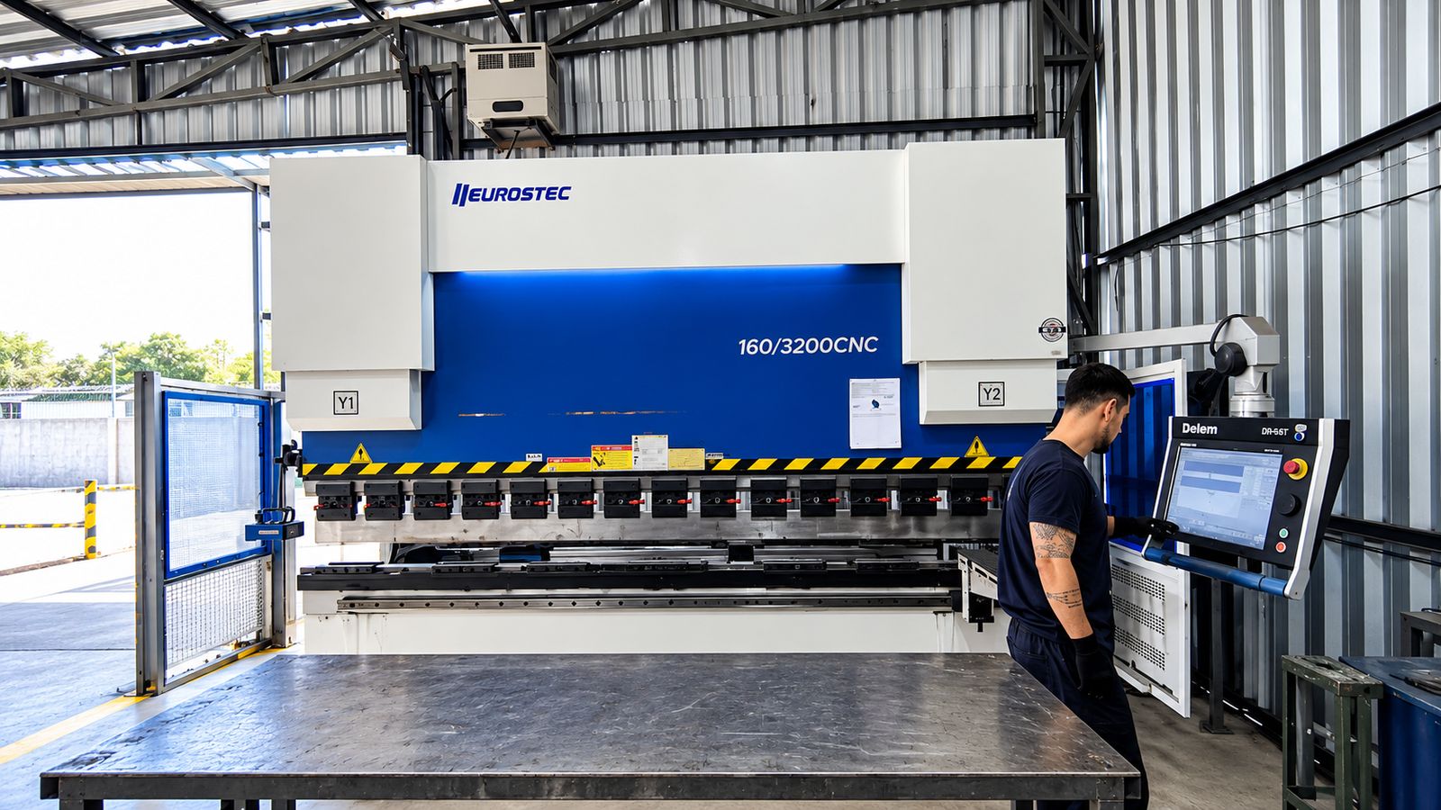 Dobradeira Eurostec 160/3200 CNC com comando Delem DA66T
